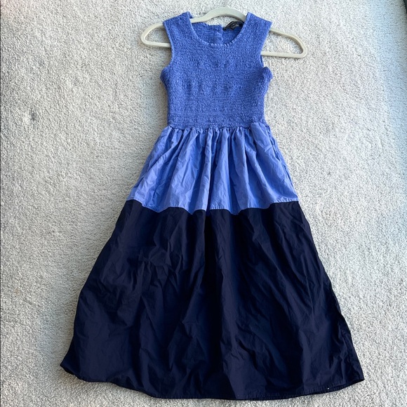 French Connection Smocked Colorblock Midi Dress - Picture 1 of 7
